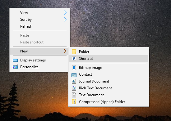 Icono de acceso directo de apagado de Windows 10