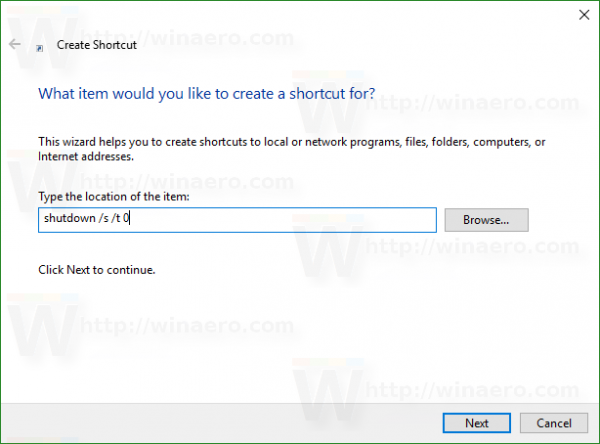 Híbrido de acceso directo de apagado de Windows 10