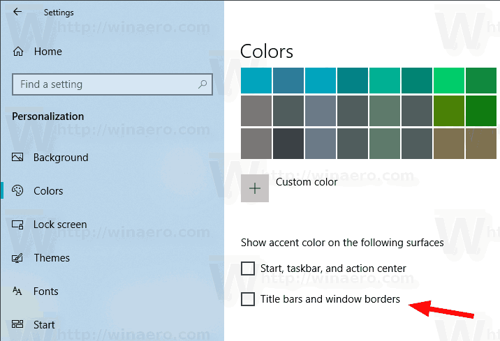 Windows 10 Madilim na Pamagat na Bar Blue Kulay ng accent