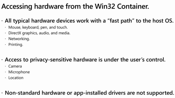 Accès matériel aux applications Windows 10X Win32
