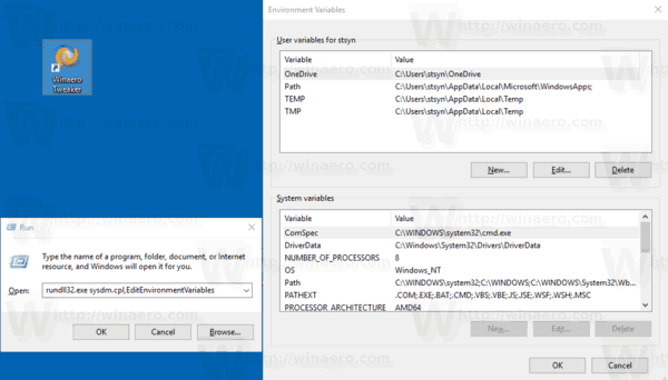 Editor Variabel Lingkungan Windows 10