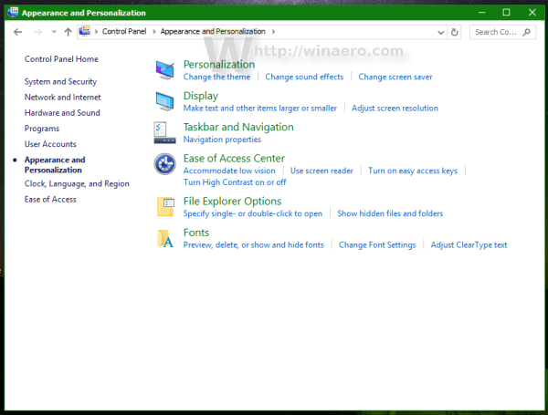 تخصيص لوحة تحكم Windows 10