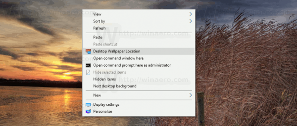 Menu contestuale della posizione dello sfondo del desktop in Windows 10