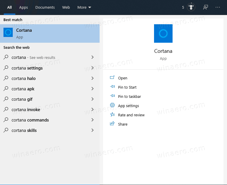 Windows 10 Versi 2004 Pasang Semula Cortana 5