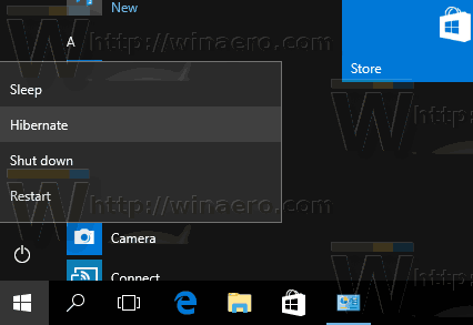 Windows 10 Hibernate PC Start-meny