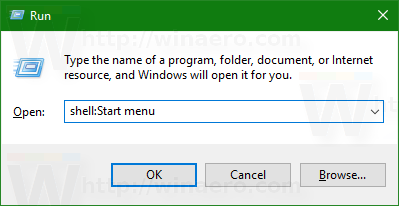 Menu Démarrer du shell Windows 10
