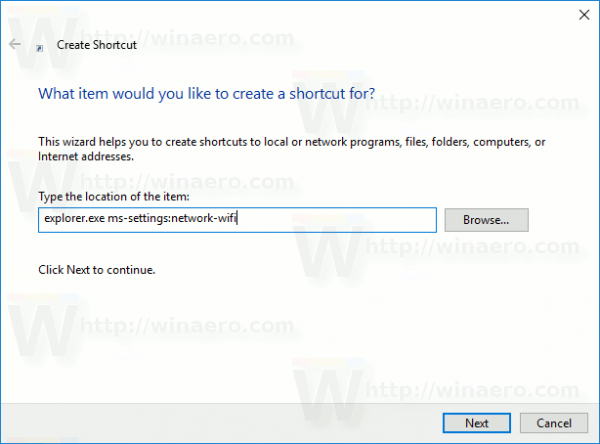 Ρυθμίσεις Wi-Fi Δημιουργήστε συντόμευση Windows 10