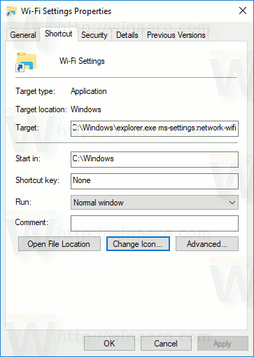 Tlačítko Změnit ikonu nastavení Wifi