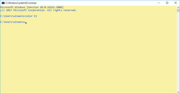Varsayılan Cmd Renkleri Windows 10 Derlemesi 14393