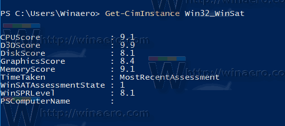 Windows 10 WEI PowerShelli null