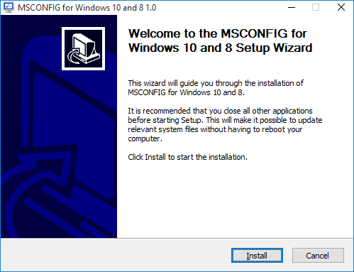 переключиться на msconfig по умолчанию Windows 10