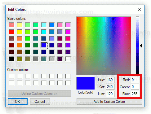 Windows10のハイライトされたテキストの色の変更3
