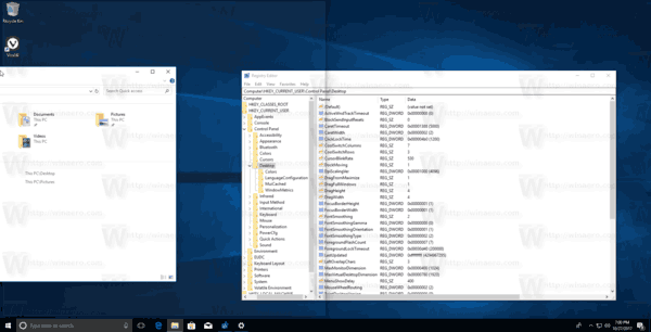 Windows 10 klõpsatav aken paremale