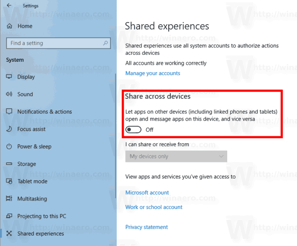 Windows 10 Διαμόρφωση κοινών εμπειριών