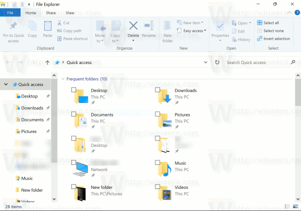 ช่องทำเครื่องหมาย Windows 10 เปิดใช้งานใน File Explorer