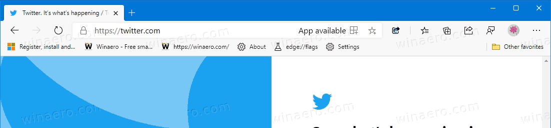 Botó Edge App Canary disponible per a PWA