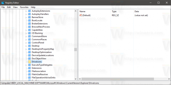 Windows 10 -aseman kuvakkeet nimeävät aliavain asemakirjaimeksi