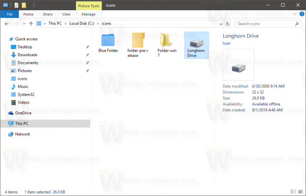 Les icônes du shell Windows 10 valorisent la chaîne extensible 8