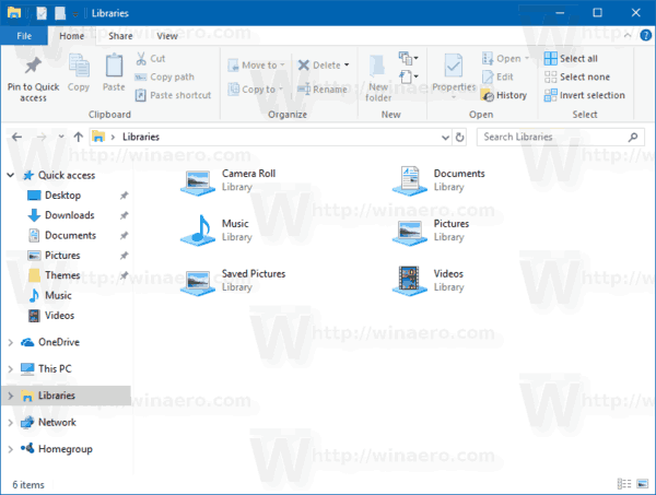 Bibliothèques Windows 10