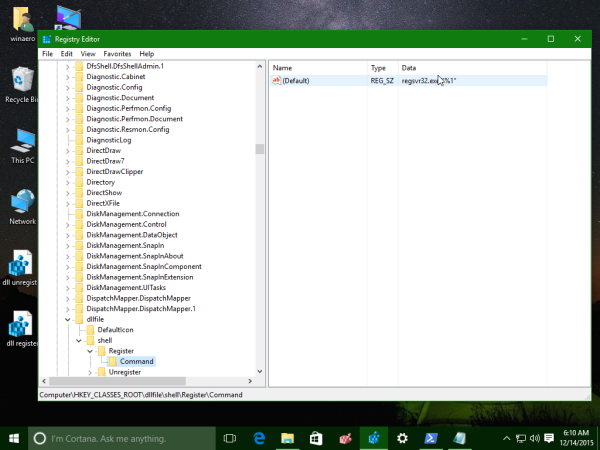 Windows 10 등록 DLL 상황에 맞는 메뉴