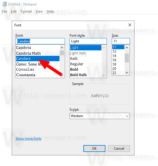 Otkrivanje fonta za Windows 10