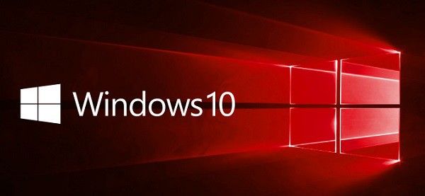 sepanduk logo windows-10 berwarna merah