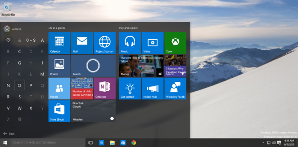 Windows 10 ábécé navigációs Start menü