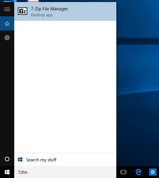 Windows 10 Start menu pencarian file exe