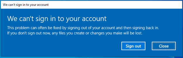 Windows 10 Build 20226 Chúng tôi không thể đăng nhập vào tài khoản của bạn