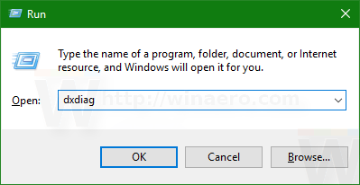 Windows 10 kjører dxdiag