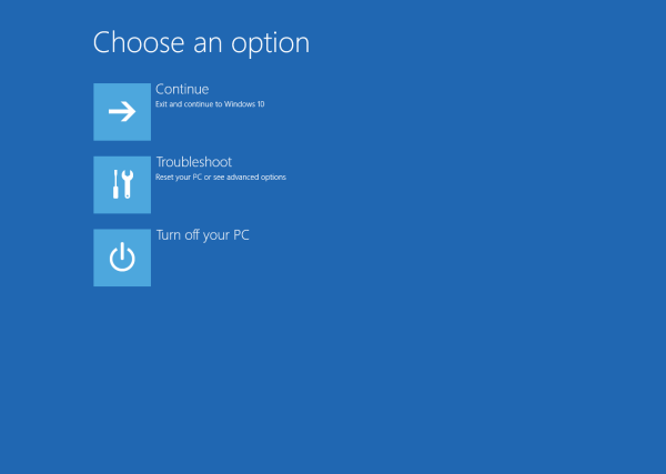 Opzioni di avvio avanzate di Windows 10 in azione