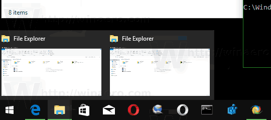 Miniatúry na hlavnom paneli Windows 10