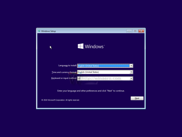 شاشة إعداد Windows 10