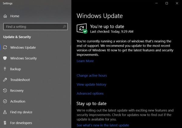 Lời nhắc cập nhật Windows 10 598x420