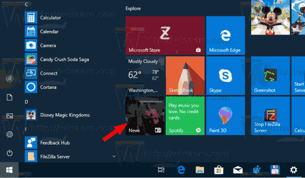 Νέο μενού Έναρξη εφαρμογής Πλακάκια Windows 10