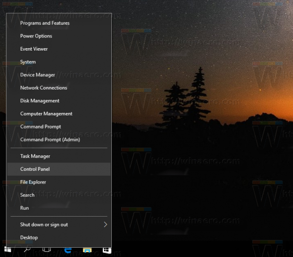 Panneau de configuration Windows 10 ouvert
