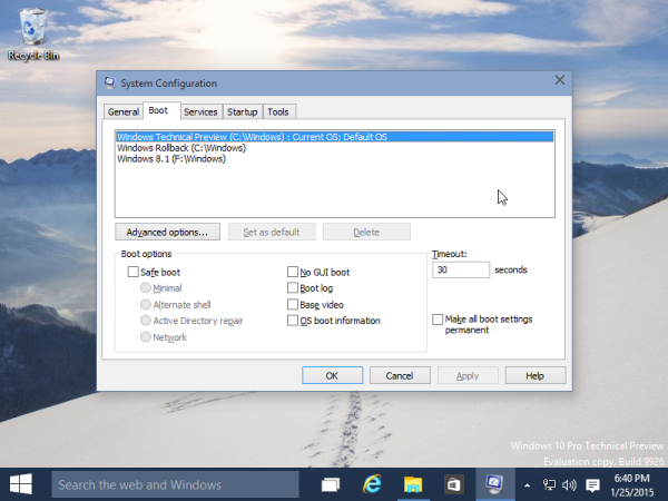 odstráňte vrátenie systému Windows v systéme Windows 10