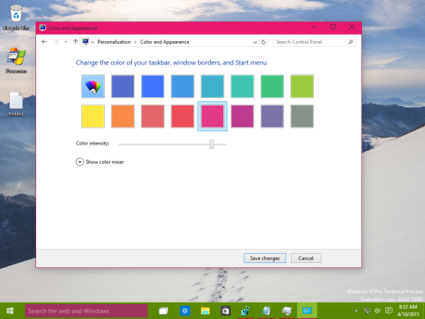 définir une couleur différente pour la barre des tâches Windows 10