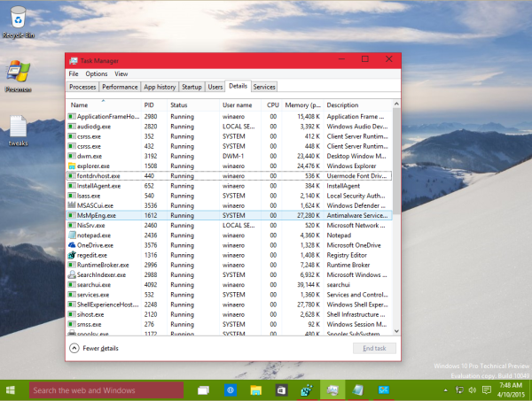 Windows 10 작업 표시 줄 창 프레임 다른 색상