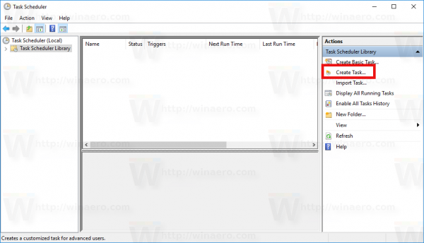 Windows 10 Vytvorenie okna Úloha Karta Akcie nové tlačidlo