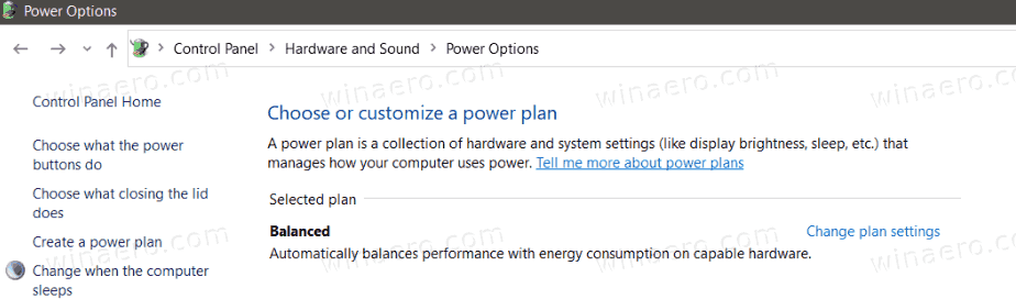 Windows 10 Endast balanserad kraftplan tillgänglig
