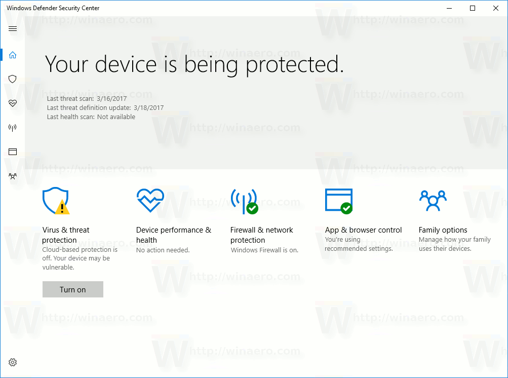 Bylo otevřeno Centrum zabezpečení Windows Defender