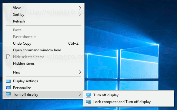 Windows 10 디스플레이 컨텍스트 메뉴 끄기