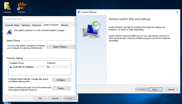 Suorita järjestelmän palauttaminen Windows 10