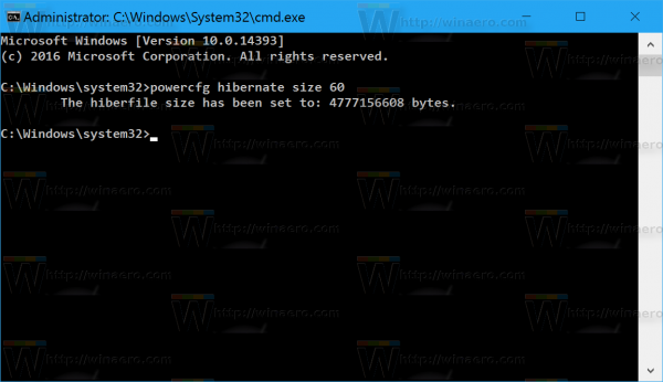 Windows 10 zmenšuje velikost souboru hibernace