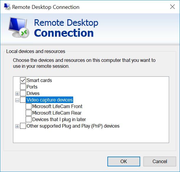 Rdp Windows10を介したビデオキャプチャ