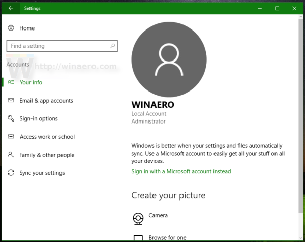Windows 10 เพิ่มหน้าสองของบัญชีใหม่