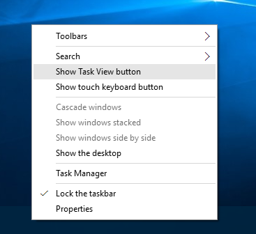 Windows 10 puhas tegumiriba