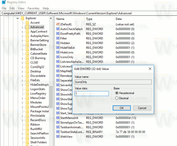 File Explorer Desativar miniaturas no registro