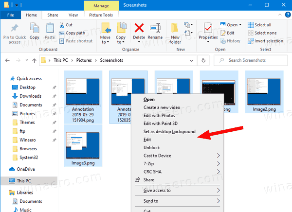 Windows 10 인쇄 컨텍스트 메뉴 제거 명령